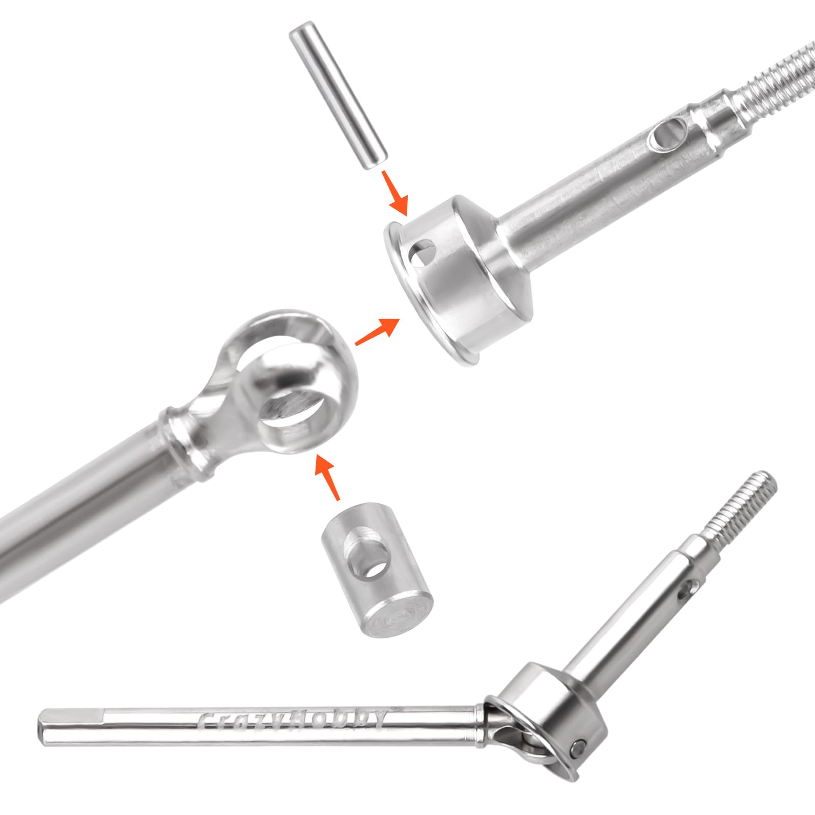 CrazyHobby RC Dogbone Axle Shafts +2mm Extended Thread Front Rear CVD Shafts Hardened Steel for 1/18 TRX4M Defender Bronco RC Crawler Upgrade Parts