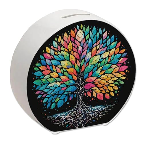 Lebensbaum Spardose Lebensbaum bunt und farbenfroh Symbol für Natur...