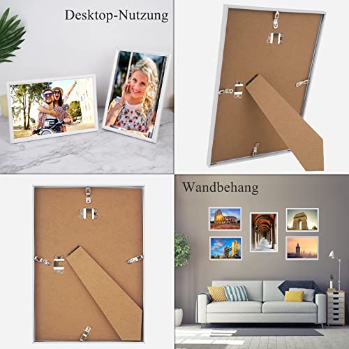 Dmyifan Picture Frame DIN A4 White Set of 5 Photo Frames with Plexiglas, Frame for Standing and Hanging for Photos Portraits - Image 4
