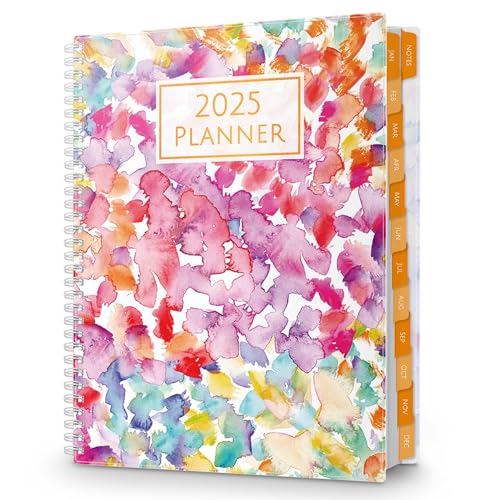 CRANBURY 2025 Planner Book 8.5x11 (Watercolor), Jan to Dec 2025, Large Monthly Weekly Daily Planner, Calendar Notebook with Monthly Tabs, 8x11 Agenda