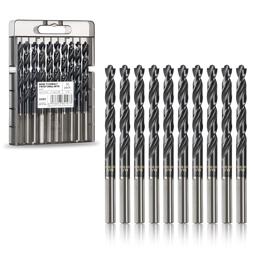 Image of toolant 5 /16 inch Cobalt Drill Bit Set(Pro) Titanium Aluminum Nitride Coated (TiAlN) with Bullet Point Tip, 10-Piece Bulk