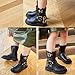 Girls fashion Side Zipper Combat Ankle Boots Round-Toe Soft Non-slip Waterproof Boots PU Leather Outdoor Hiking Boots Platform Casual Shoes (Black-A,11Little Child)
