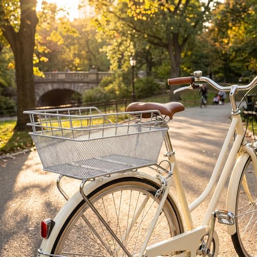 Fahrradkorb XXL Schultaschenkorb Silber Einkaufskorb Gepäckträgerkorb 45x29,5x21 cm – Ansicht 5