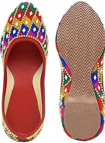 SANDYCRAFT-Rajsthani-Handmade-Indigo-Printed-Blue-Juttis-Mojari-Women-Girls-Ethnic-Shoes-Punjabi-Jutti-Nagra-Traditional-JutisMojariBelly-Bellies-for-WomenSFJ-2