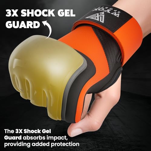 Image of WYOX Neoprene Gel Boxing Hand Wraps Inner Gloves for Men & Women - 80cm /31in Quick Wrist Strap, Padded Knuckle Protection, Fingerless MMA Muay Thai Kickboxing Wraps for Training & Martial Arts
