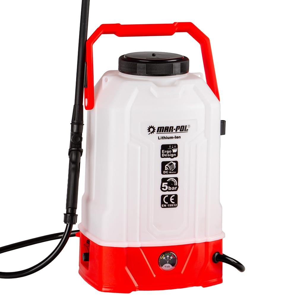 Irroratore a batteria 8 litri, 2,5Ah, pressione 5 bar, lancia regolabile 59-86 cm, con bratelle e supporto schiena