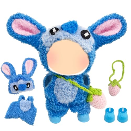 4 Pcs Doll Clothes for 17cm Dolls Blue Doll Outfit Accessories Include 1 Clothing 1 Hat 1 Shoes 1 Pendants No Doll
