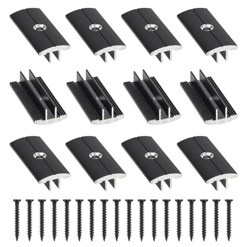 Supaway Pack of 200 Plastic Aluminium Alloy T-Clips for Decking 6 mm Gap Spacing Hidden Spacers with 200 Screws for WPC/BPC Flooring Composite Boards Black