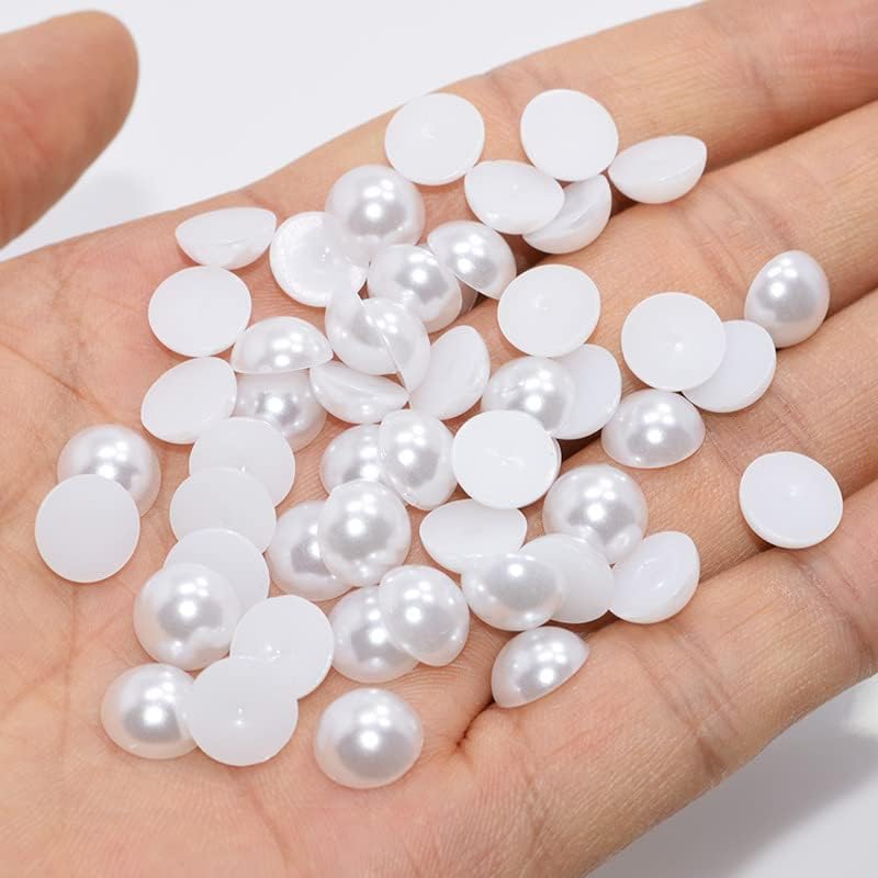 Miniatura 2 de 700 perlas semicirculares con parte trasera plana, 0.315 pulgadas, color blanco medio redondo, cuentas para manualidades, fabricación de joyas,