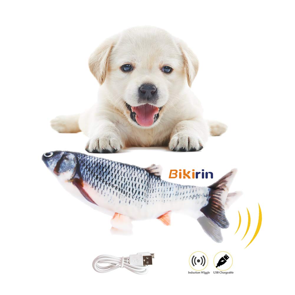 BikirinFlopping Fish dog activity toys, Realistic and Interesting Plush Flippety Fish that Swings (Simulation Interactive Toys for Indoor Pets Puppy) Perfect for Biting, Chewing, and Kicking