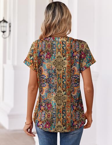 Image of Zeagoo Womens Tops Short Sleeve Summer V Neck Shirts Work Blouses Business Outfits Fashion Clothing