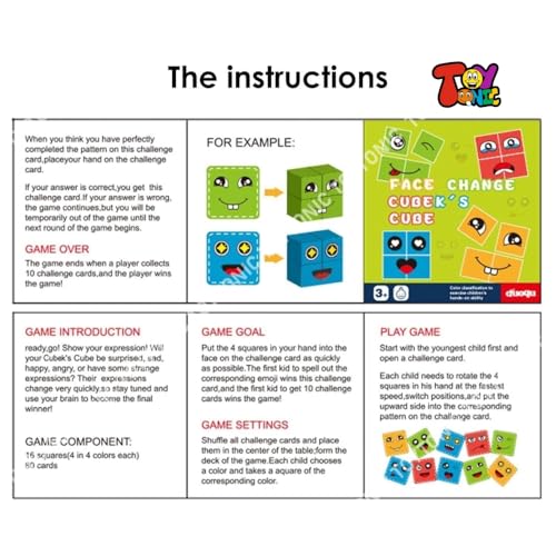 Image of TOYTONIC Emoji Face Cube Puzzle Game for Kids - Creative Learning Game for All Ages - Fun Expression Matching Challenge - Brain Teaser Gift Toy for Boys 7-14 Years
