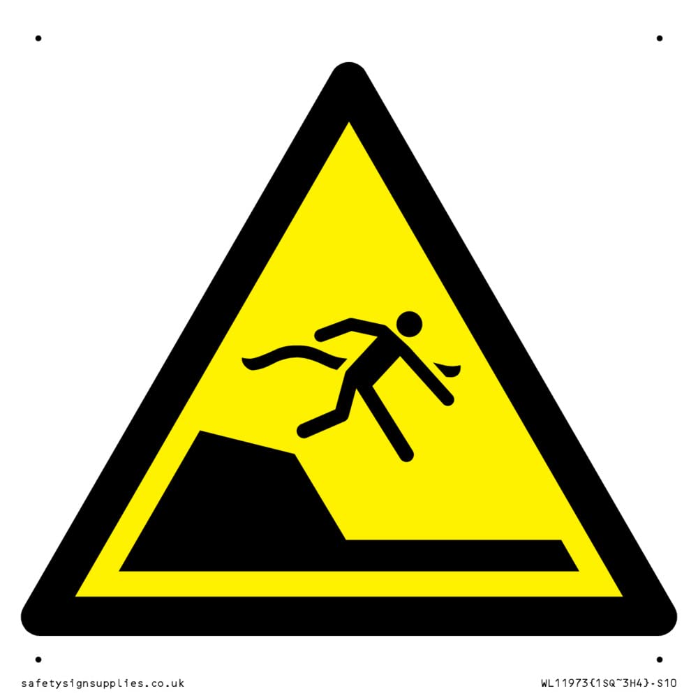W050 Warning: Sudden drop in swimming or leisure pools Sign - 100x100mm - S10