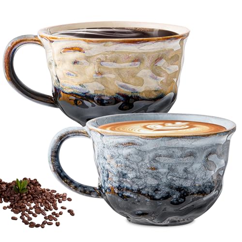 Porzellan Kaffeetassen 2 Stück, Espressotassen 260 ml, Handgefertigt...