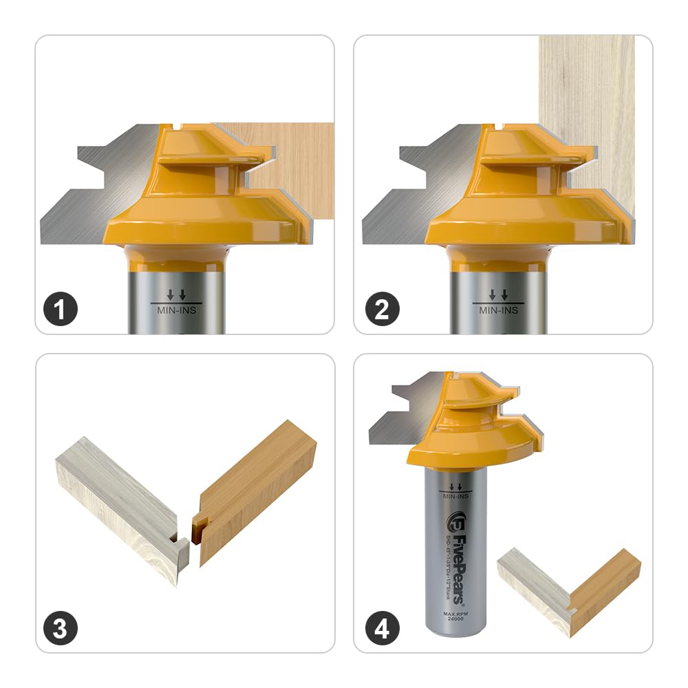 FIVEPEARS Lock Miter Router Bits - 3 Piece Set -3
