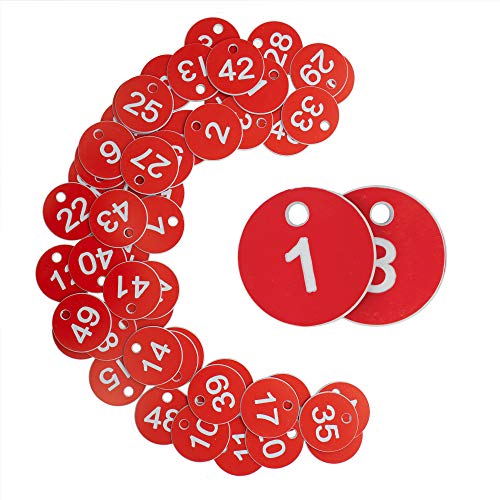 Plastic ID Number Tags Engraved Tags Key Tags ID Tags Without Key Rings (201-300, Red)