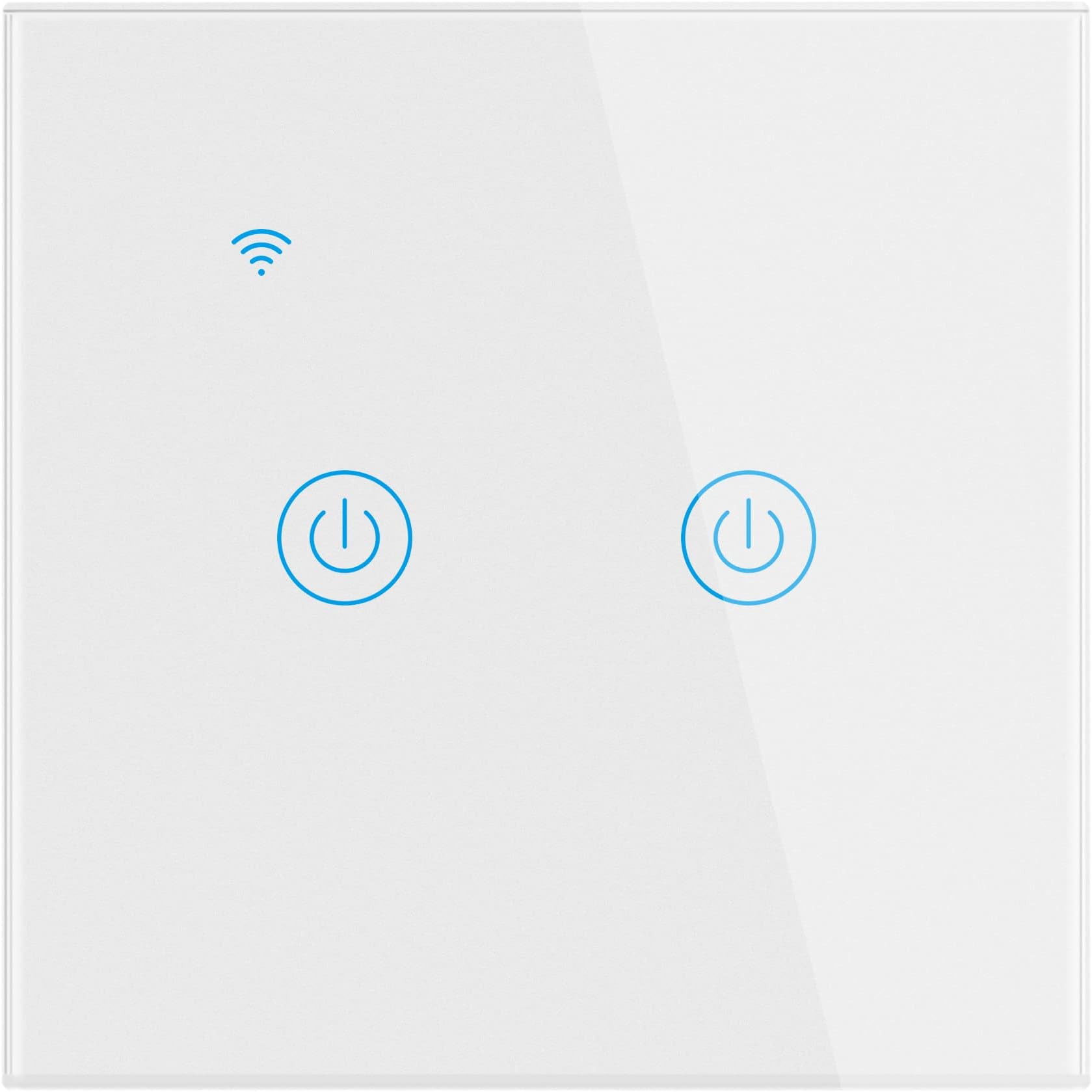 Smart Wifi Switch,Wall Light Switch Timer Work with Alexa Echo Google Home Assistant Controll Tuya Smartlife APP Touchable No Neutral Wire Required (2 gang, White)