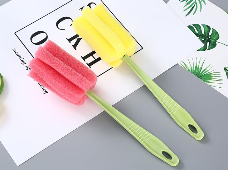 Image of Sponge Bottle Brush 3PCS 8Inch Portable Long Handle Bottle Brush Wine Glass Cleaner Cup Cleaning Brush Baby Bottle Scrubber for Baby Bottle Dishwashing Kitchen Clean Mugs