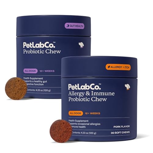 PetLab Co. - Gut & Allergy Support Bundle: Dog Probiotics for Effortless Gut Health Support & Allergy & Immune Chews for Seasonal Allergy Support – Target paw Licking & Scratching at The Source