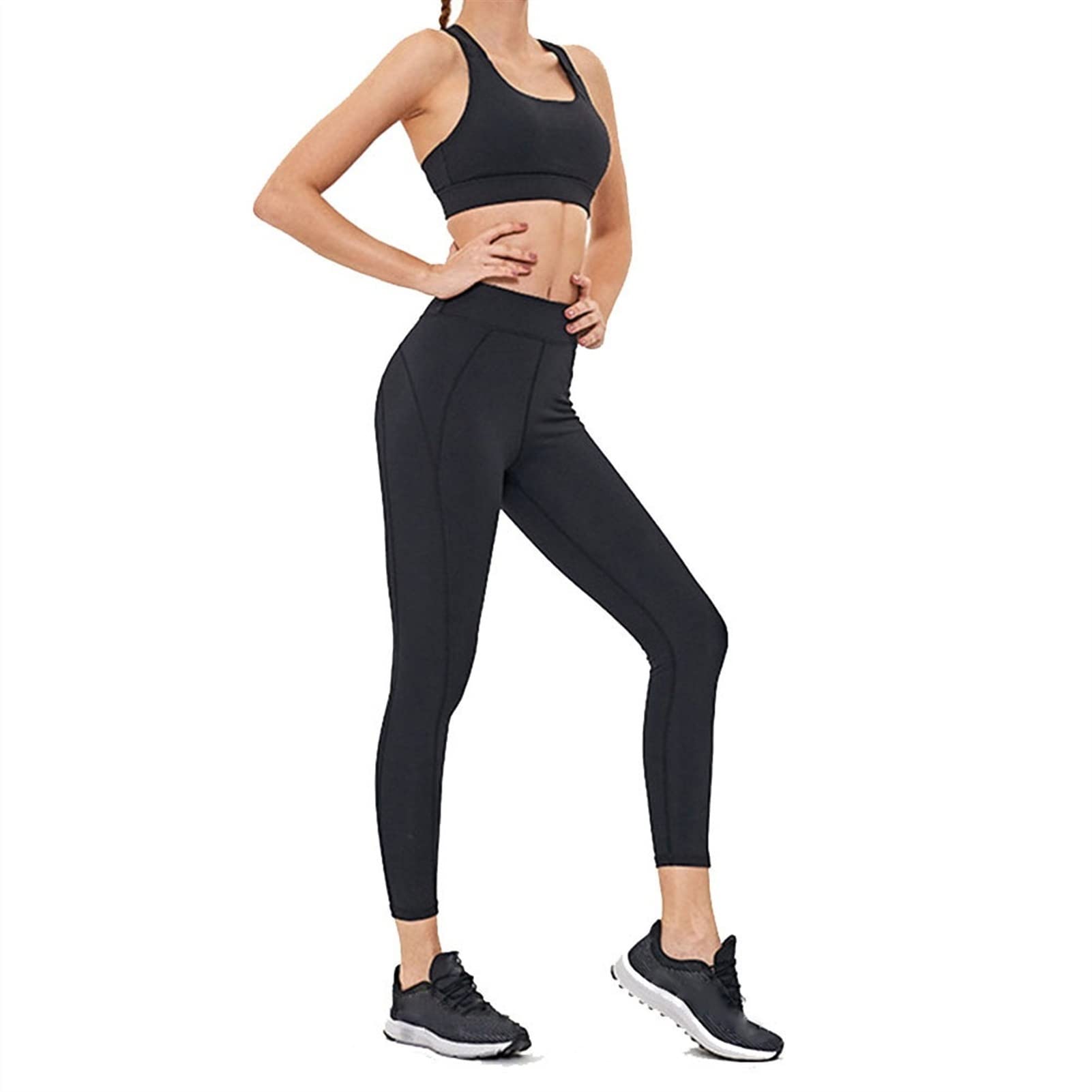 Strój do jogi damski fitness zestaw odzieży sportowej, 2-częściowy strój damski sportowy biustonosz joga legginsy zestaw trening fitness spodnie seksowne paski krzyż tył tank topy odzież siłownia bieganie trening najlepsze legginsy