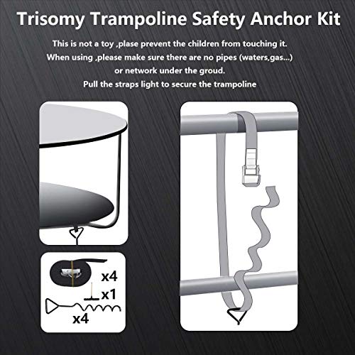 TRISOMY Trampoline Stakes Heavy Duty Trampoline Parts Corkscrew Shape Steel Stakes Anchor Kit for Trampolines