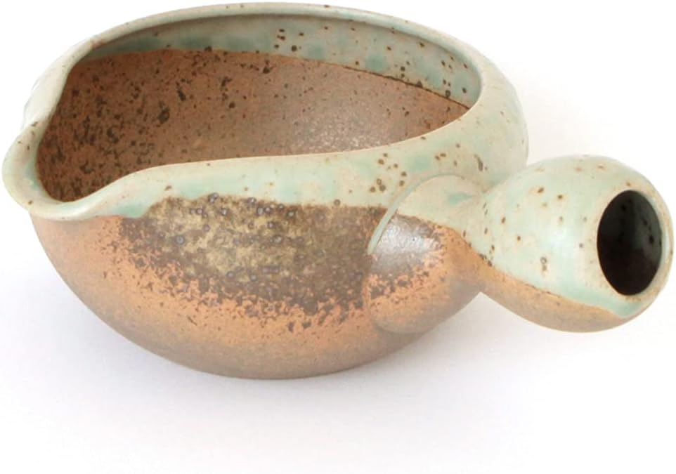 Matcha bowl with spout and handle/Yuzamashi water cooler for green tea -Tokoname yaki