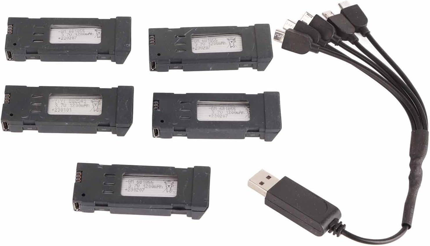 3.7V 1200mAH Lithium Battery Portable Drone Battery with 5 in 1 Charger Cable for E58 L800 JY019 RC Quadcopter Spare Part