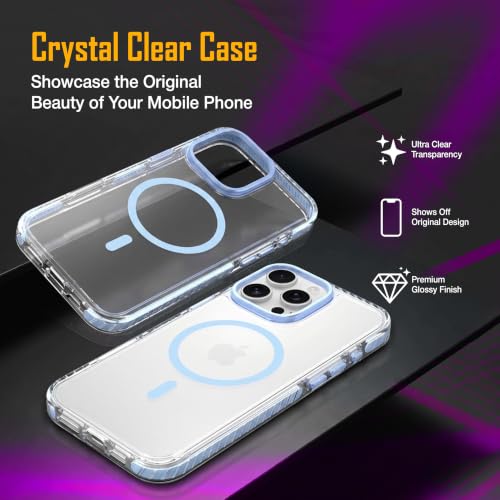 Image of Zapcase Crystal Clear Back case for iPhone 16 Pro Max | PC Back | TPU Bumper with Inner Rubber Grip | Metal Camera Guard Bezel | Metal Buttons | Scratch Resistant | 2 Layer Edge Protection |Light Blue