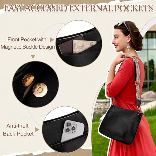 Image of VX VONXURY Crossbody Bags for Women,Trendy Vegan Leather Shoulder Handbags,Fashion Hobo Purses with 2 Wide Straps