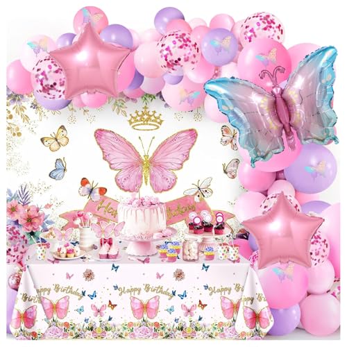 Decoración de Fiesta Temática de Mariposa con Kit de Arco de Globo
