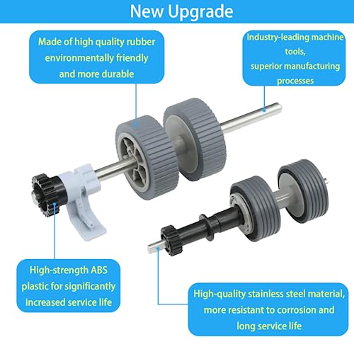 Image of 2023 Upgraded PA03540-0001 PA03540-0002 Brake Roller Pick Roller with Shaft Scanner Part,Compatible with Fujitsu Fi-6130 Fi-6130Z Fi-6140 Fi-6140Z Fi-6230 Fi-6230Z Fi-6240 Fi-6240Z Fi-6125 Fi-6225