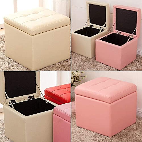 Pouf de rangement en faux cuir avec coffre à jouets cube noir - 5