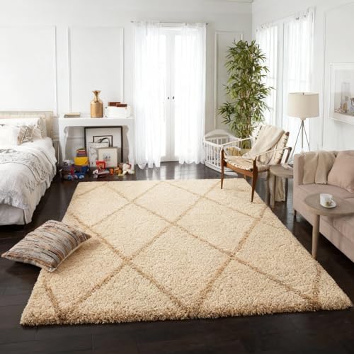 Image of Carpet for Hallway, Kitchen, and Modern Interiors, Cozy Shag Runner for Living Room, Entryway & Office Decor Size 4x6 feet Ivory B