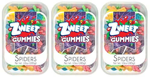 Zweet Sour Gummy Spiders 10 Ounce (Pack Of 3) – Gummy Kosher Candy, Halal Candy – Resealable Pack Of Sour Gummy Candy #TOP6