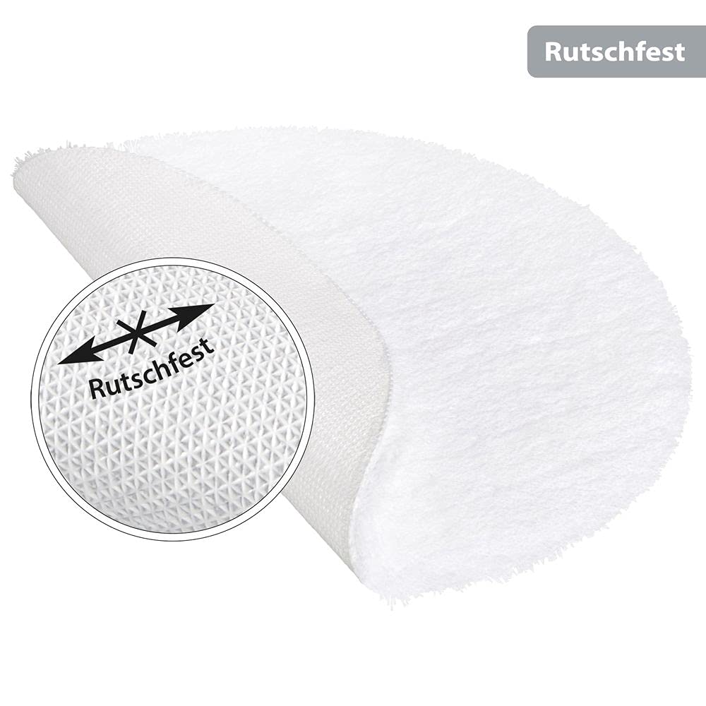 PANA Alfombra de baño redonda de pelo largo en varios colores y tamaños, de microfibra suave, antideslizante y lavable, diámetro de 71 cm, color: blanco