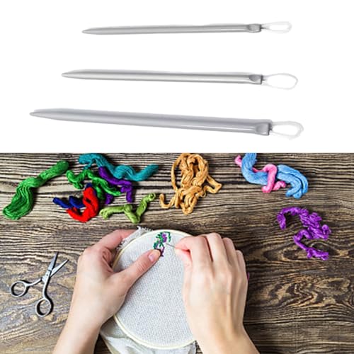 Image of LIANXUE 3pcs /Set Nylon Wire Knitting Needle Yarn Sewing Needle Apparel Sewing and Fabric Art Craft Big Eye Wool Thick Knitter Yarn Needle for Crocheting
