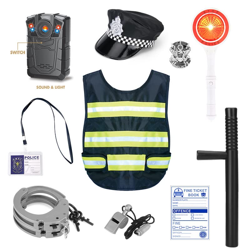 Buy AMERTEER Cop Costumes man Kids Costume Costume Role Play Kit with Badge, Handcuffs