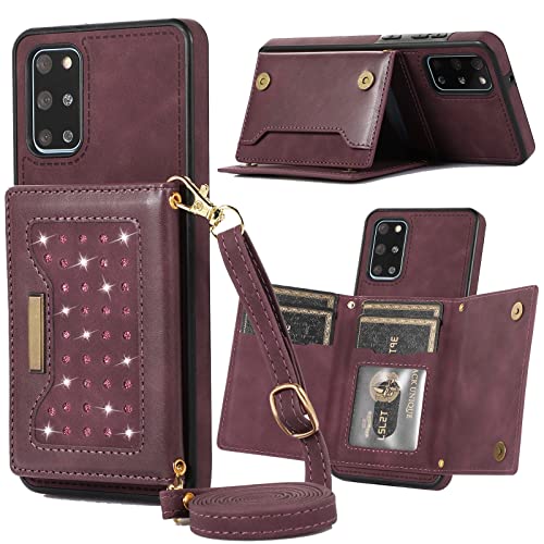 XYX Capa carteira para Samsung S20 FE, alça transversal de couro PU bloqueio RFID porta-cartão de cr