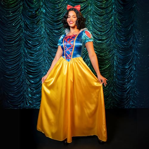 Image of Leg Avenue Womens Classic Snow White Set Family Friend Full Length Princess Dress