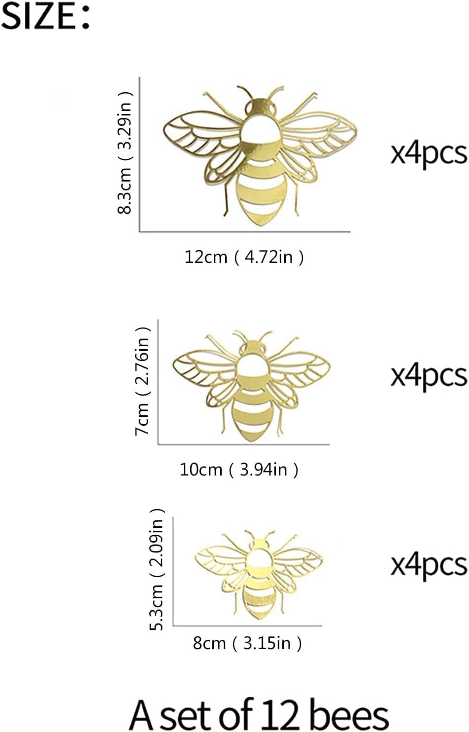 Golden Bee Wall Decals Honey Bee Wall Decor Bee Wall Stickers Gold Honey Bee Decals,Removable DIY Bee Decoration Decals,Nursery Playroom Decorations Wall Treatments and Supplies,Home Décor Accents - Image 4