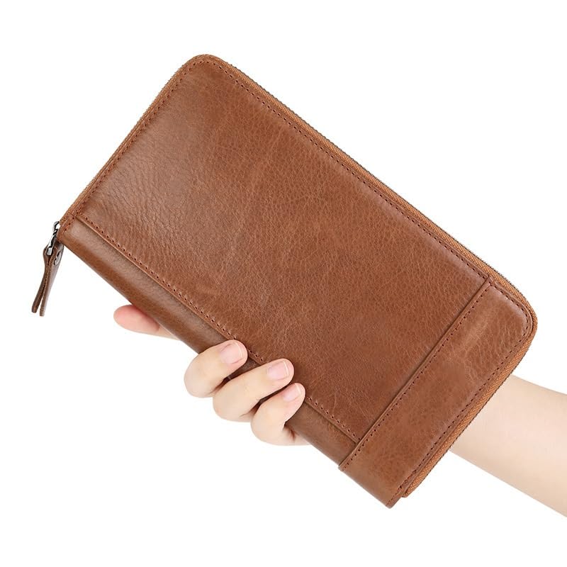 Wallet Men's Retro Long Multi-slot First Layer Holding Bag Card Bag Multi-function(B)4