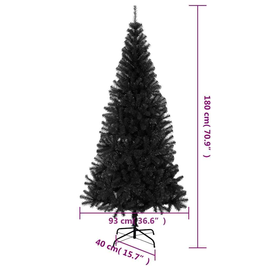 Árbol de Navidad artificial negro de 180 cm de PVC con soporte, 564 puntas, para interior y exterior, resistente, diseño moderno para salón, pasillo, dormitorio