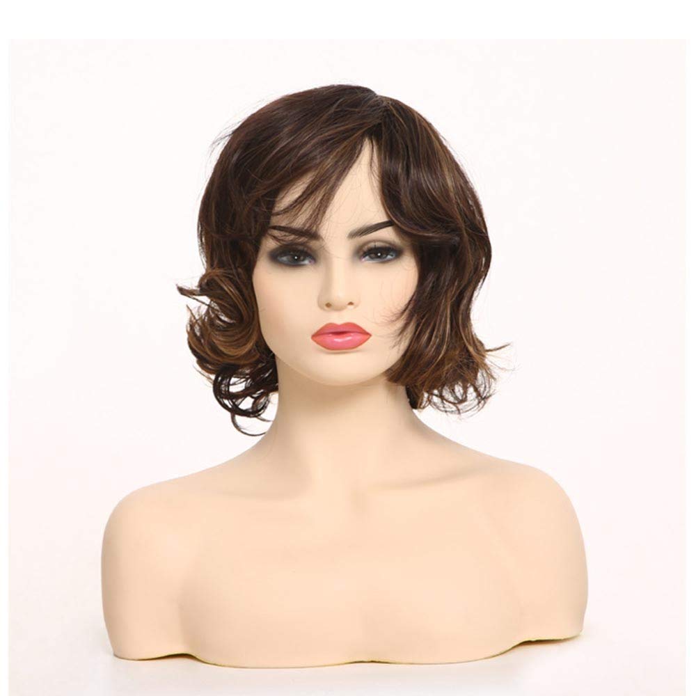 Wig short curly hair color pour femme au style tendance européen