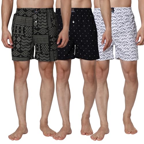Image of Urban Scottish Ultra-Comfortable Men's Boxer Pants (Pack of 3) - 100% Cotton Material with A Stylish Print - Soft and Stretchy Elastic Waist Band - Dynamic Movement and Hardwearing Stitching