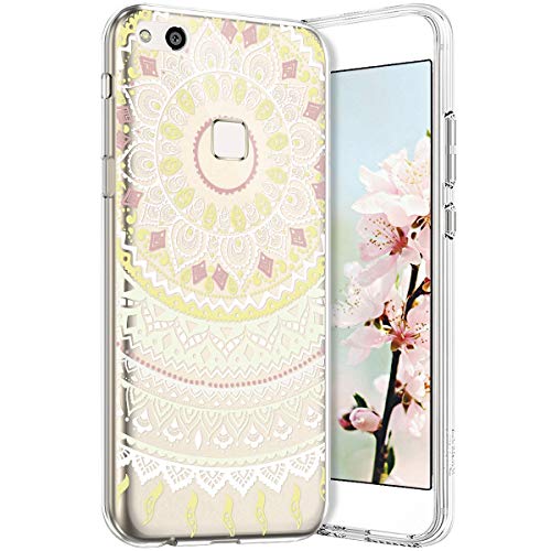 Robinsoni Case Compatible with Huawei P10 Lite Cover Huawei P10 Lite Case Transparent Crystal Case Soft Silicone TPU Case Glossy Gel Rubber Cover Clarity Ultra Thin Cover Buhhda Flower Cover