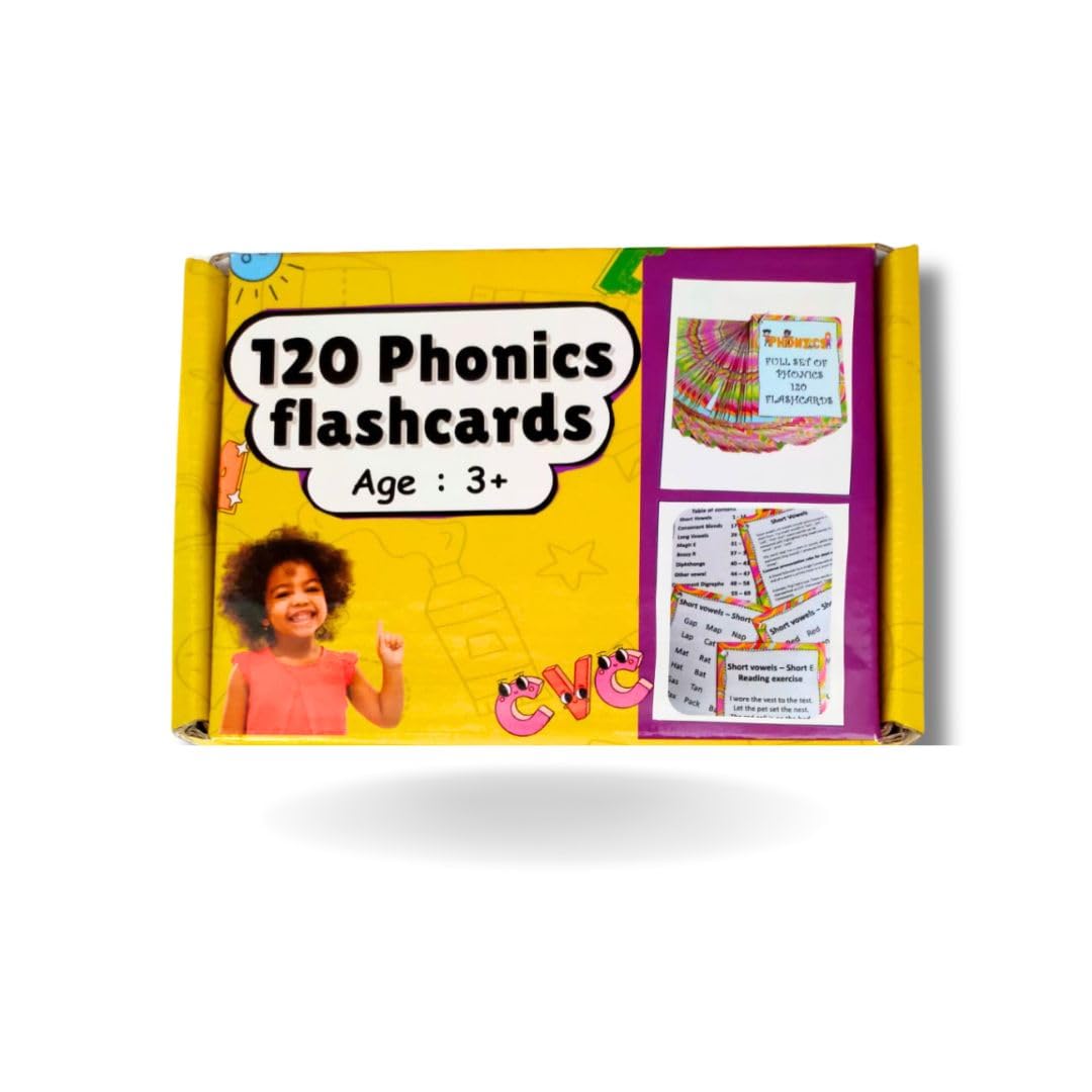 120 Phonics Flashcards | Master Phonics, Blends & Sight Words | Early Reading & Spelling Kit for Kids 3+ Years| Fun & Interactive Learning for Stronger Literacy Skills