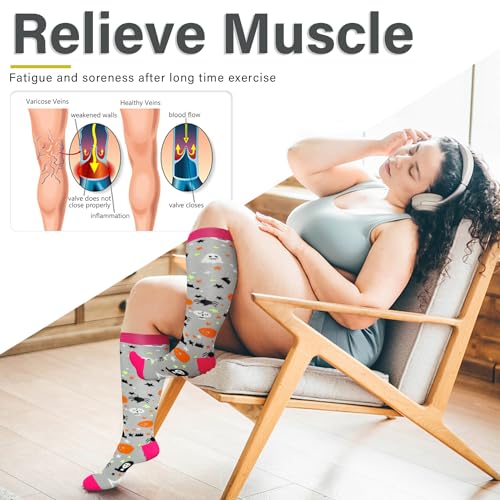 Image of Diu Life 3 Pairs Plus Size Compression Socks for Women and Men Wide Calf Extra Knee High Support for Circulation