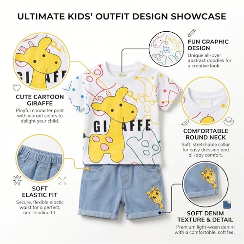 Image of Krishn Creations Kids Clothes for Boys | Cotton Printed Half Sleeve T-shirt and Shorts Baby Boy Dress | Casual Wear Kids Clothes