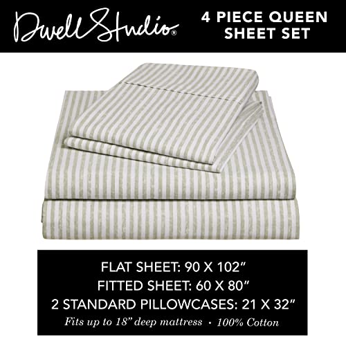 Dwell Studio 100% Cotton Percale Sheet Set - Deep Pocket, 4 Piece - 1 Flat, 1 Deep Pocket Fitted Sheet And 2 Pillowcases, Crisp Cool And Strong Bed Linen #TOP5