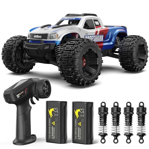 UDIRC Fast All-Terrain RC Cars, Upgradable 56 MPH, Heavy-Duty 4WD Off-Road 1:16 RC Truck, 2.4Ghz RTR Remote Control Monster Truck with with 2 Rechargeable Batteries for for Adults and Kids